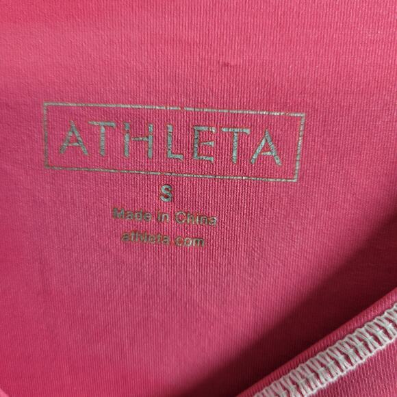 Athleta Pink Long Sleeve Tee Shirt Size 8 White Floral Design 92125-1206 - Picture 4 of 9